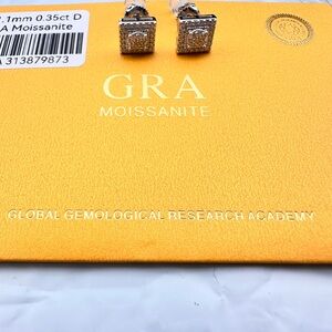 GRA Silver Moissanite Earrings. Never worn
